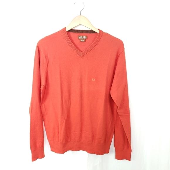 MICHAEL Michael Kors orange v-neck pullover sweater men's small - Picture 1 of 7